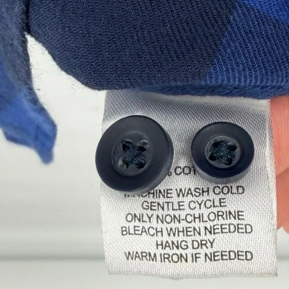 UNTUCKit Mens Large Buffalo Plaid Flannel Button Down Shirt Long Sleeve Blue - Picture 7 of 7